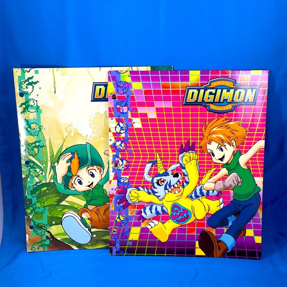 VTG Y2K Digimon 3-hole pocket folders - set of 2